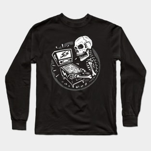 Skeletal When Lit - Pinball Playing Skull Long Sleeve T-Shirt